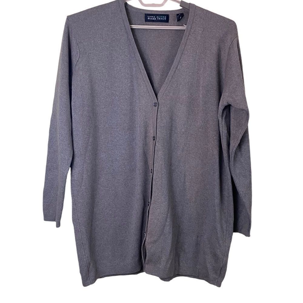 Linda Allard Ellen Tracy Cashmere Blend Cardigan Size Large